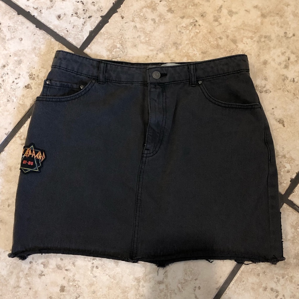 JunkFood Def Leopard denim mini skirt